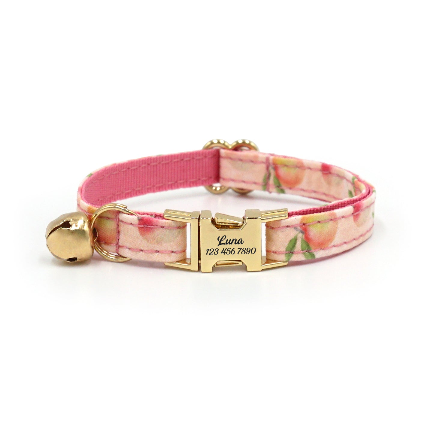 Personalized Fruit Pattern Cat Collar with Leash and Bowtie