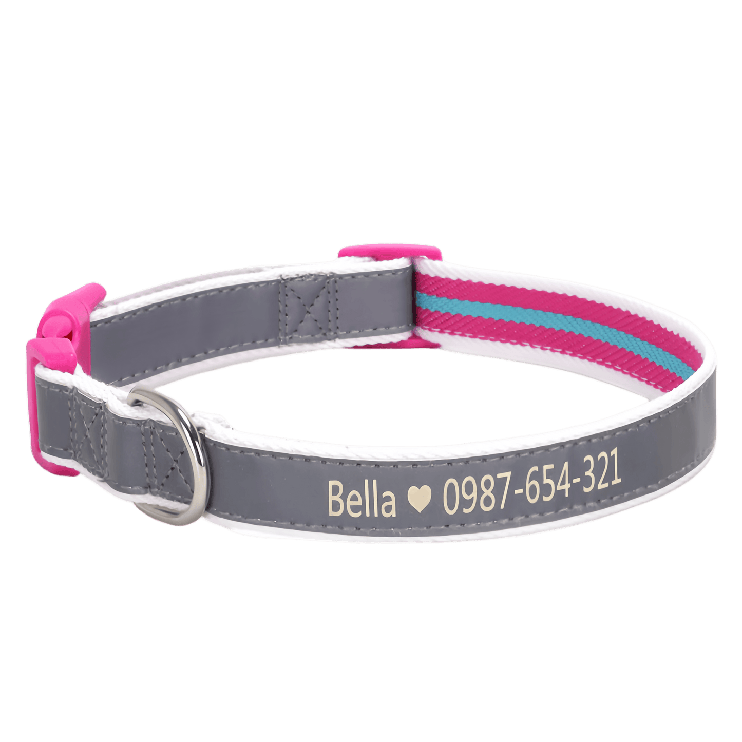 Polyester Cotton Reflective Personalised Engraved Dog Collar