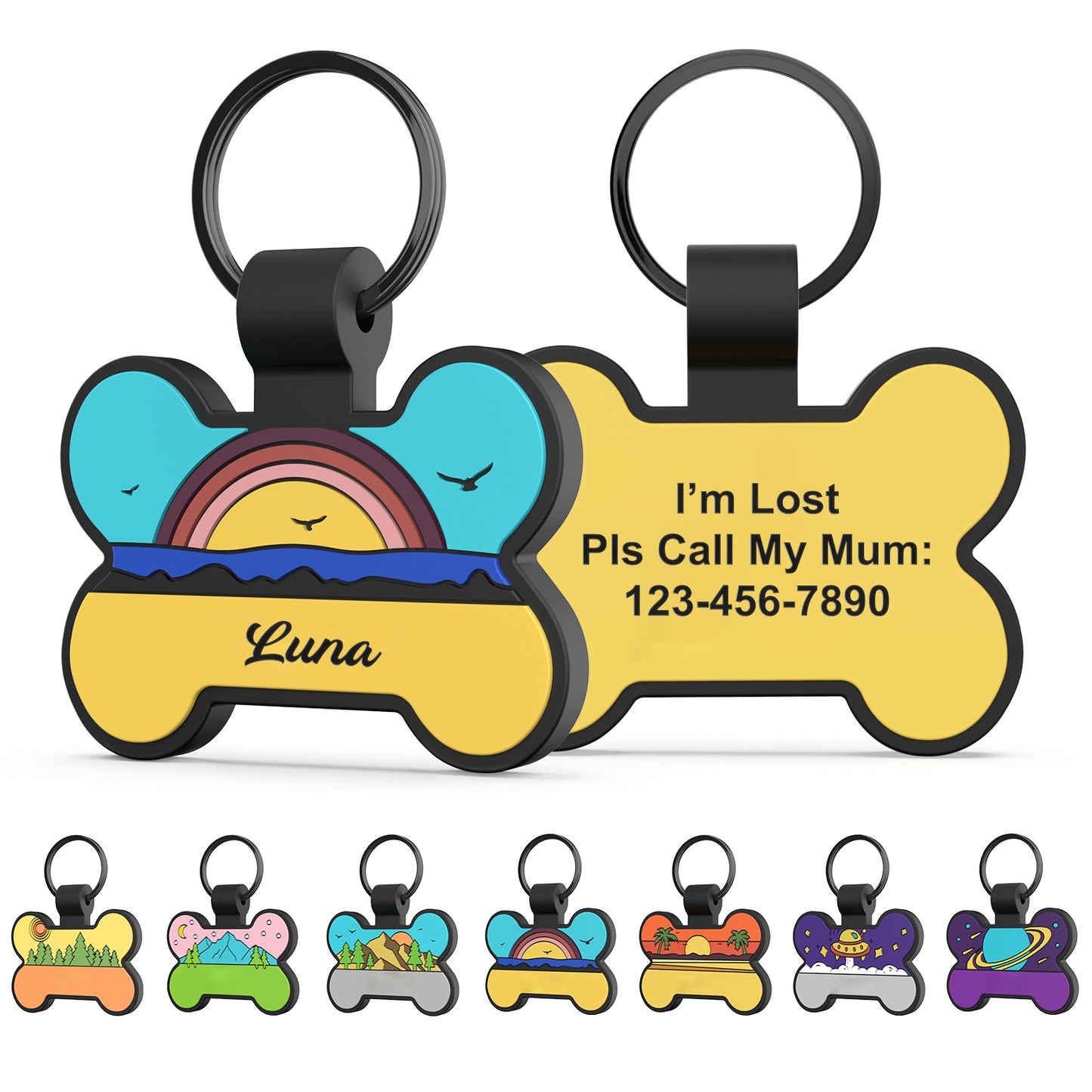 Personalized Silicone Dog ID Tags Engraved Two Sides
