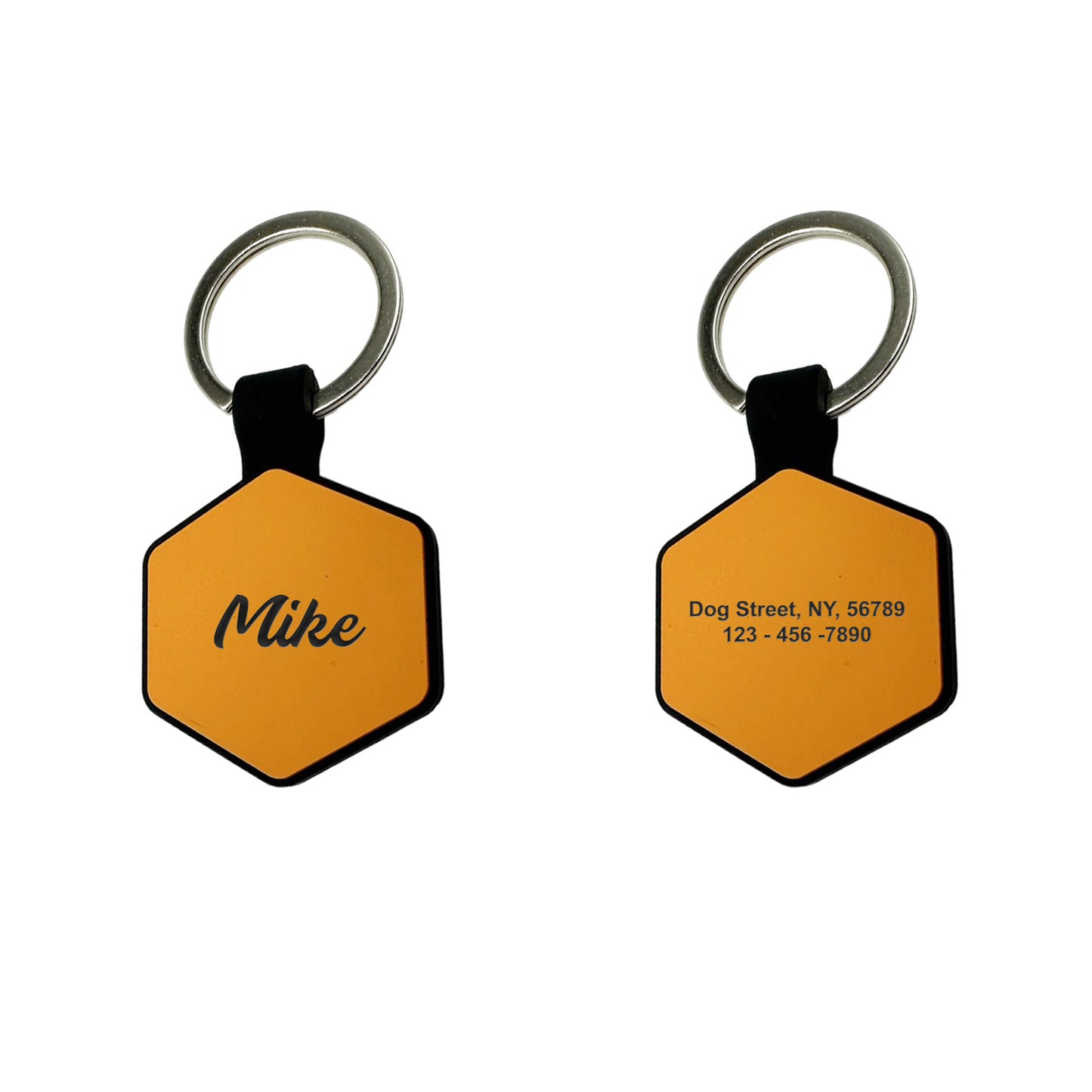 Personalized Engraved Silicone Dog Tags - Hexagon