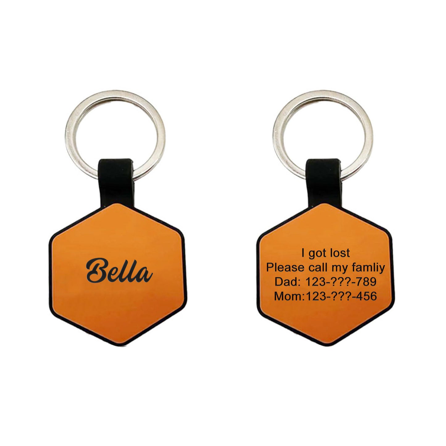 Personalized Engraved Silicone Dog Tags - Hexagon