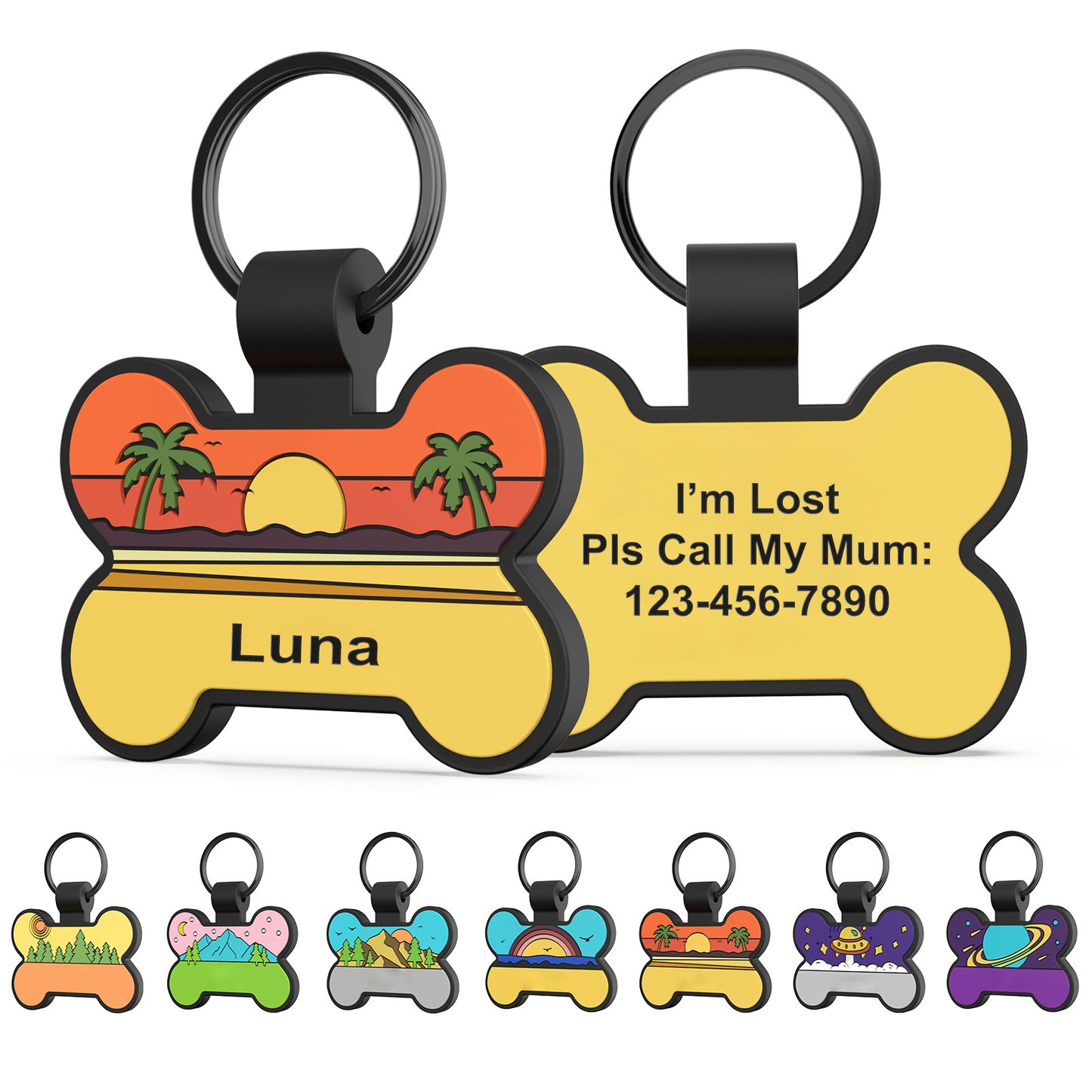 Personalized Silicone Dog ID Tags Engraved Two Sides