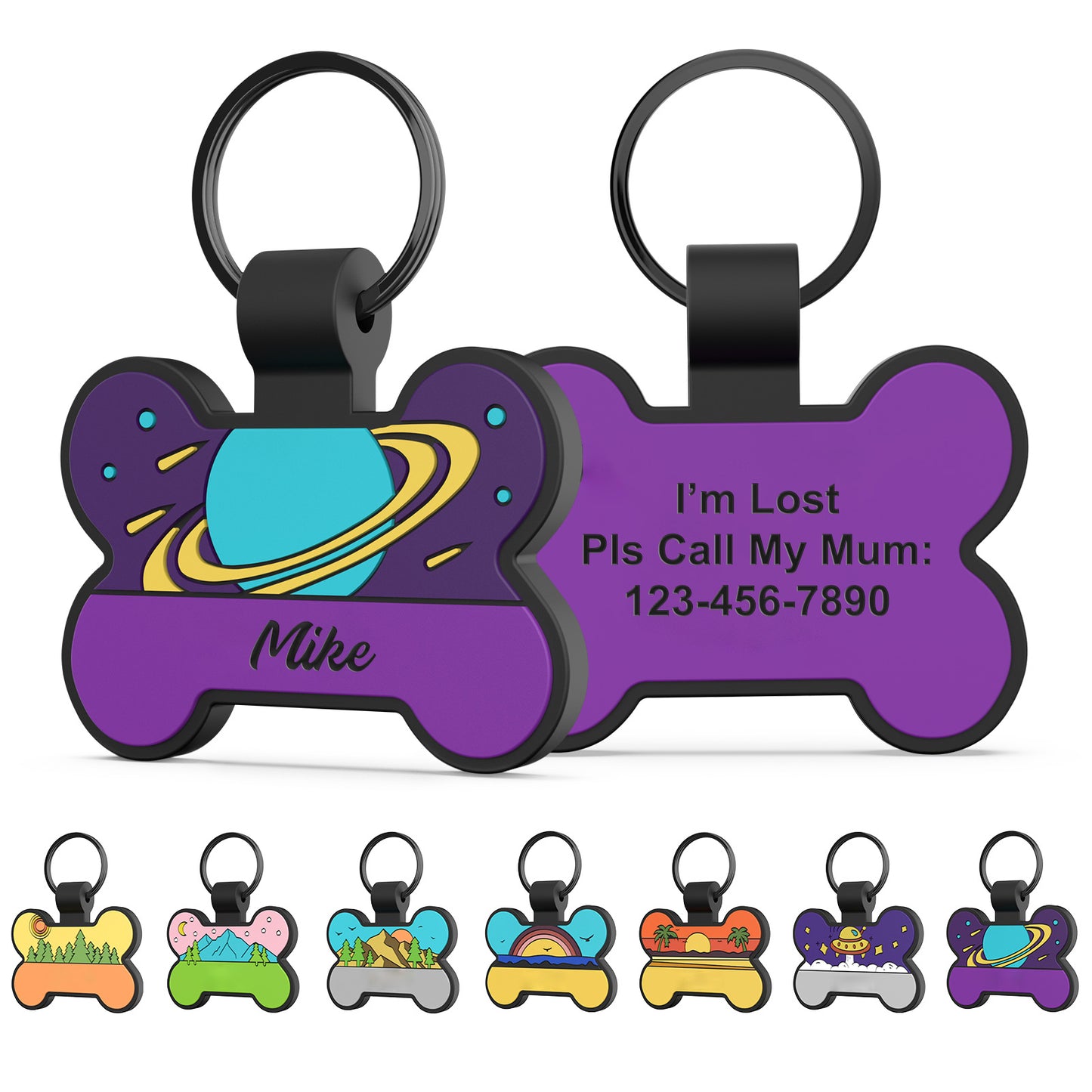 Personalized Silicone Dog ID Tags Engraved Two Sides