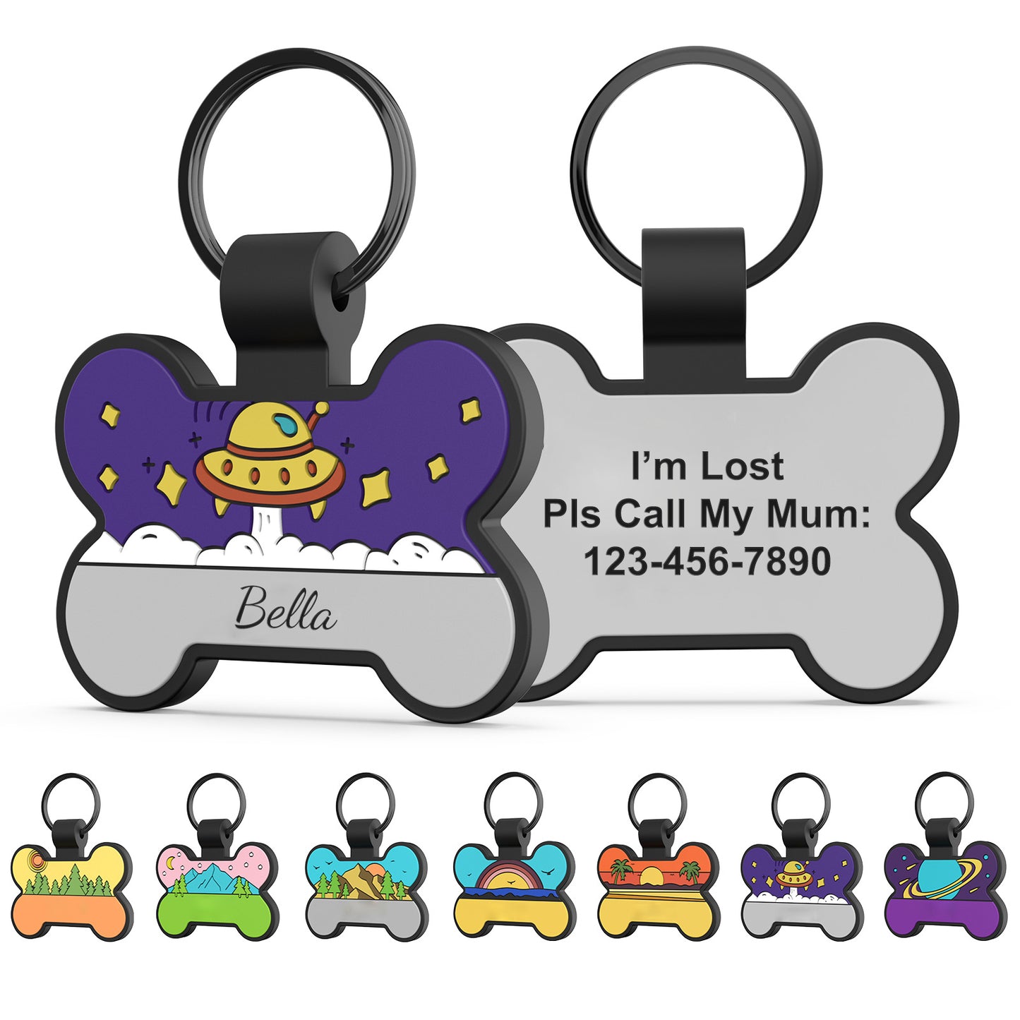 Personalized Silicone Dog ID Tags Engraved Two Sides