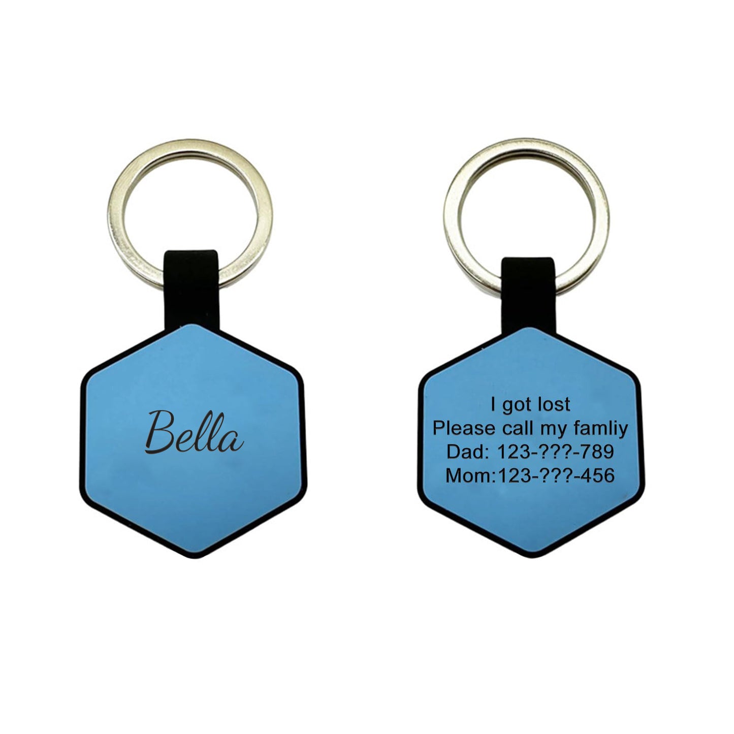 Personalized Engraved Silicone Dog Tags - Hexagon