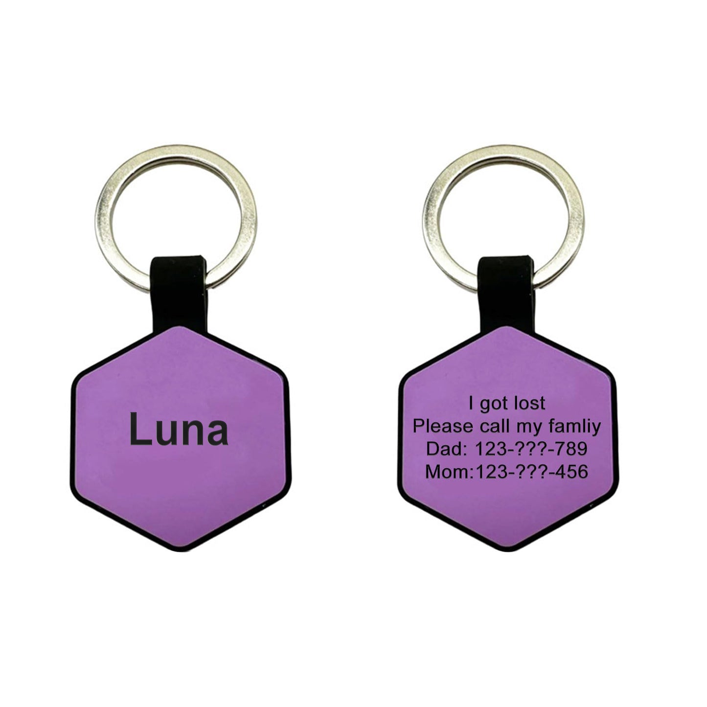Personalized Engraved Silicone Dog Tags - Hexagon
