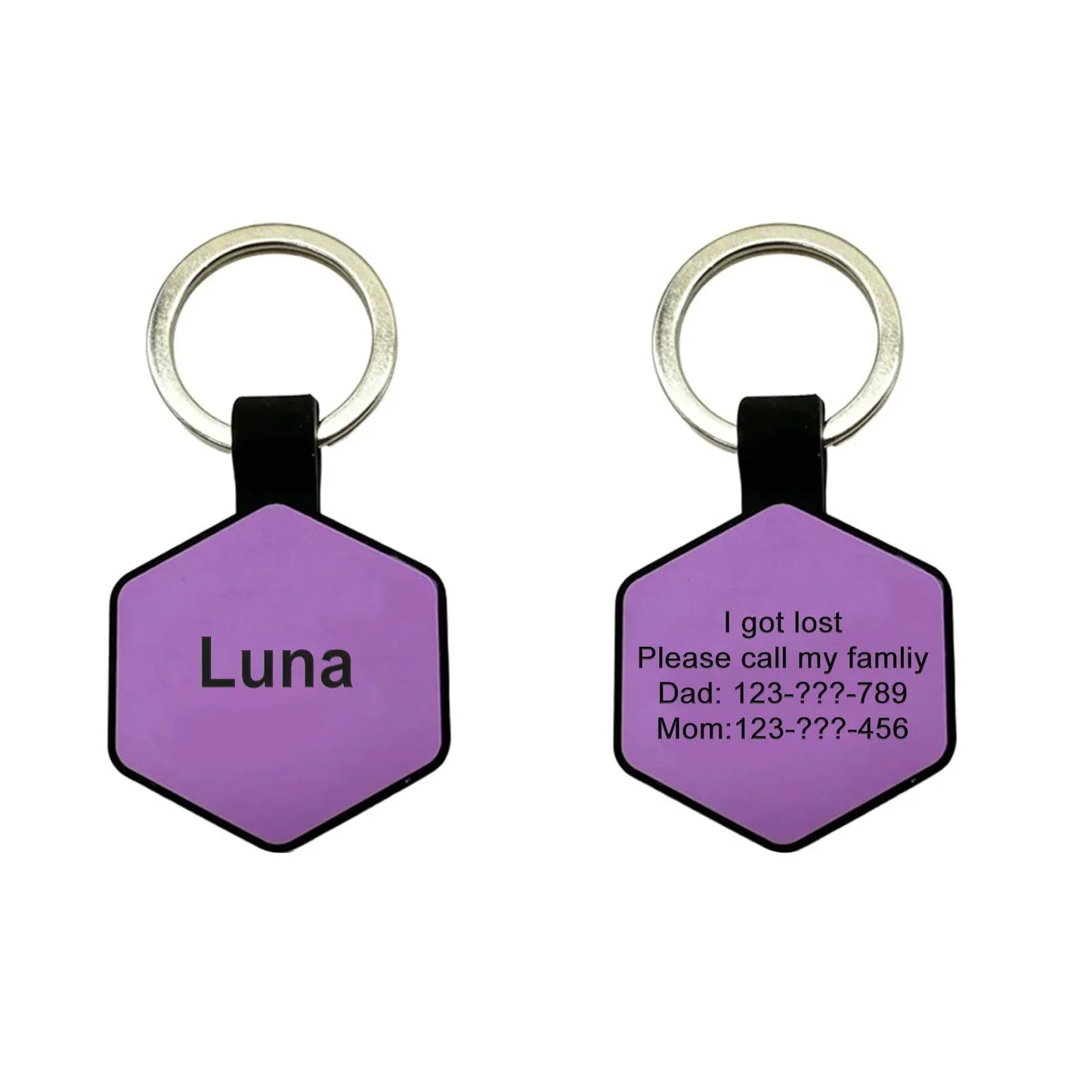 Personalized Engraved Silicone Dog Tags - Hexagon