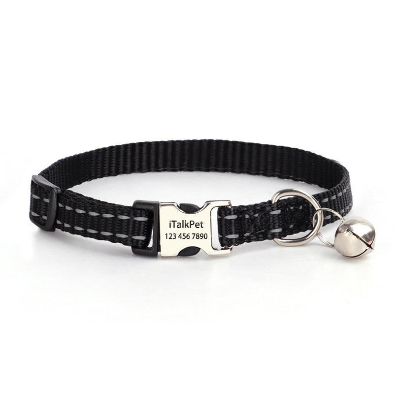 Personalized Cat Collar - Adjustable Reflective Cat Collar with Bell - iTalkPet