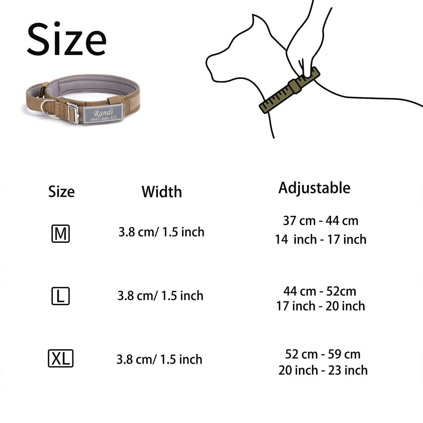 Personalized Tactical Dog Collar Adjustable Soft Padded Pet Collars with Handle - iTalkPet