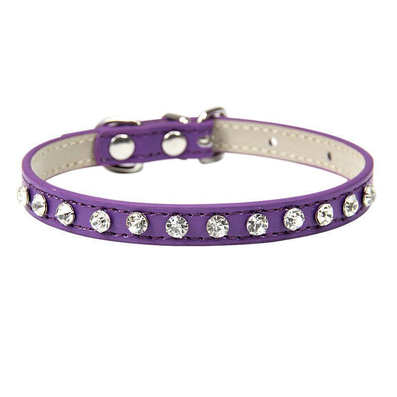 Rhinestone Cat Collar Cute Crystal Diamond Soft Suede PU Leather Puppy Collars - iTalkPet