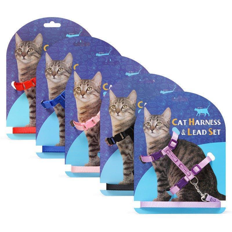 Adjustable Cat Harness Nylon Strap Collar with Leash - iTalkPet