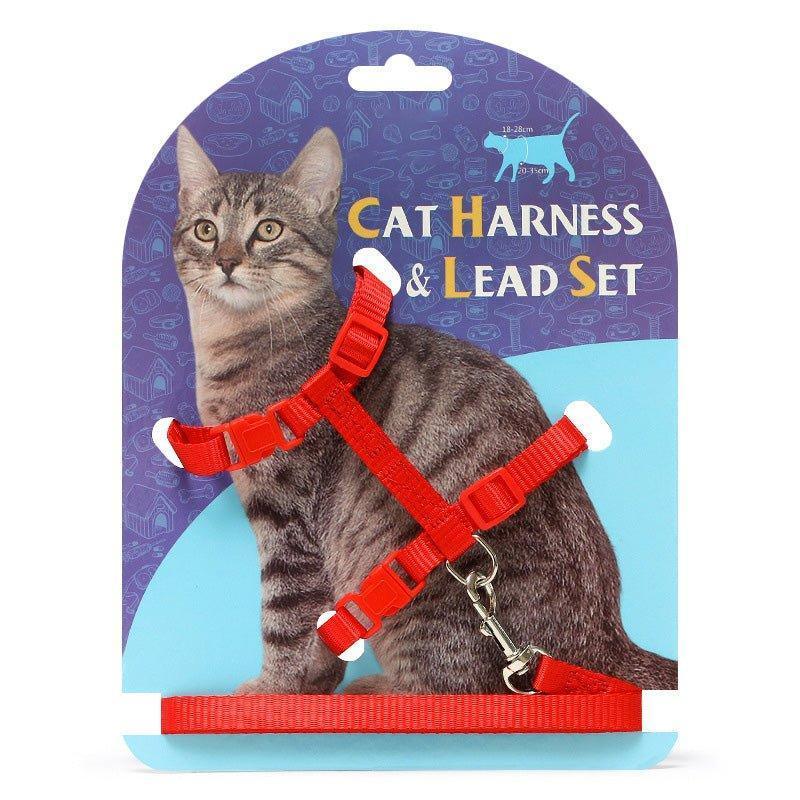 Adjustable Cat Harness Nylon Strap Collar with Leash - iTalkPet