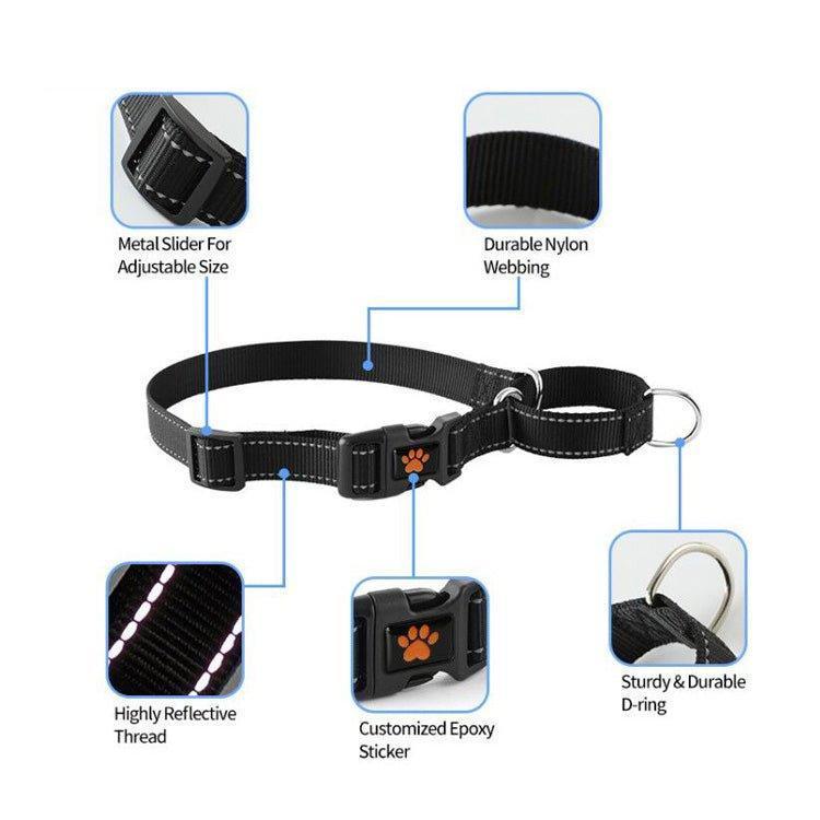 Adjustable Nylon Reflective Martingale Dog Collar - iTalkPet