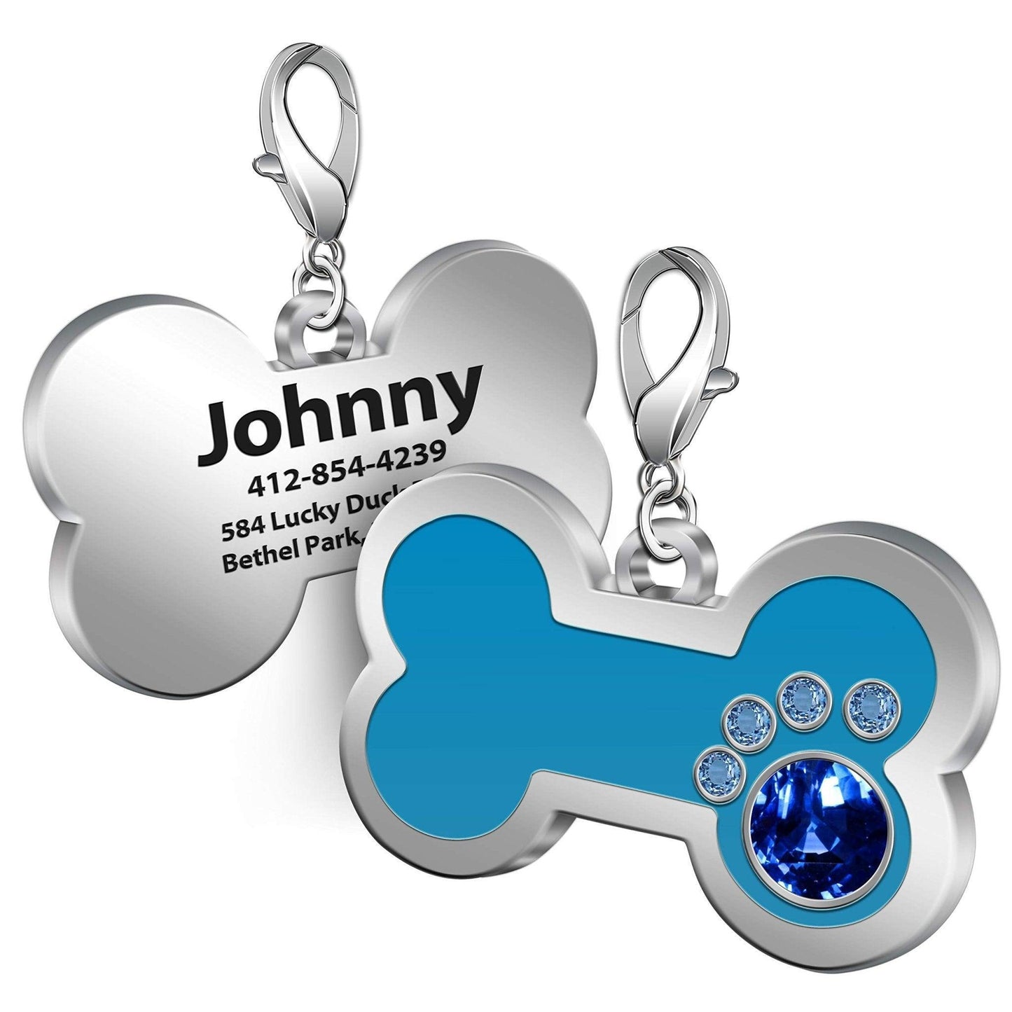 Bone and Paw Shape Personalized Engraved Pet ID Tag - iTalkPet