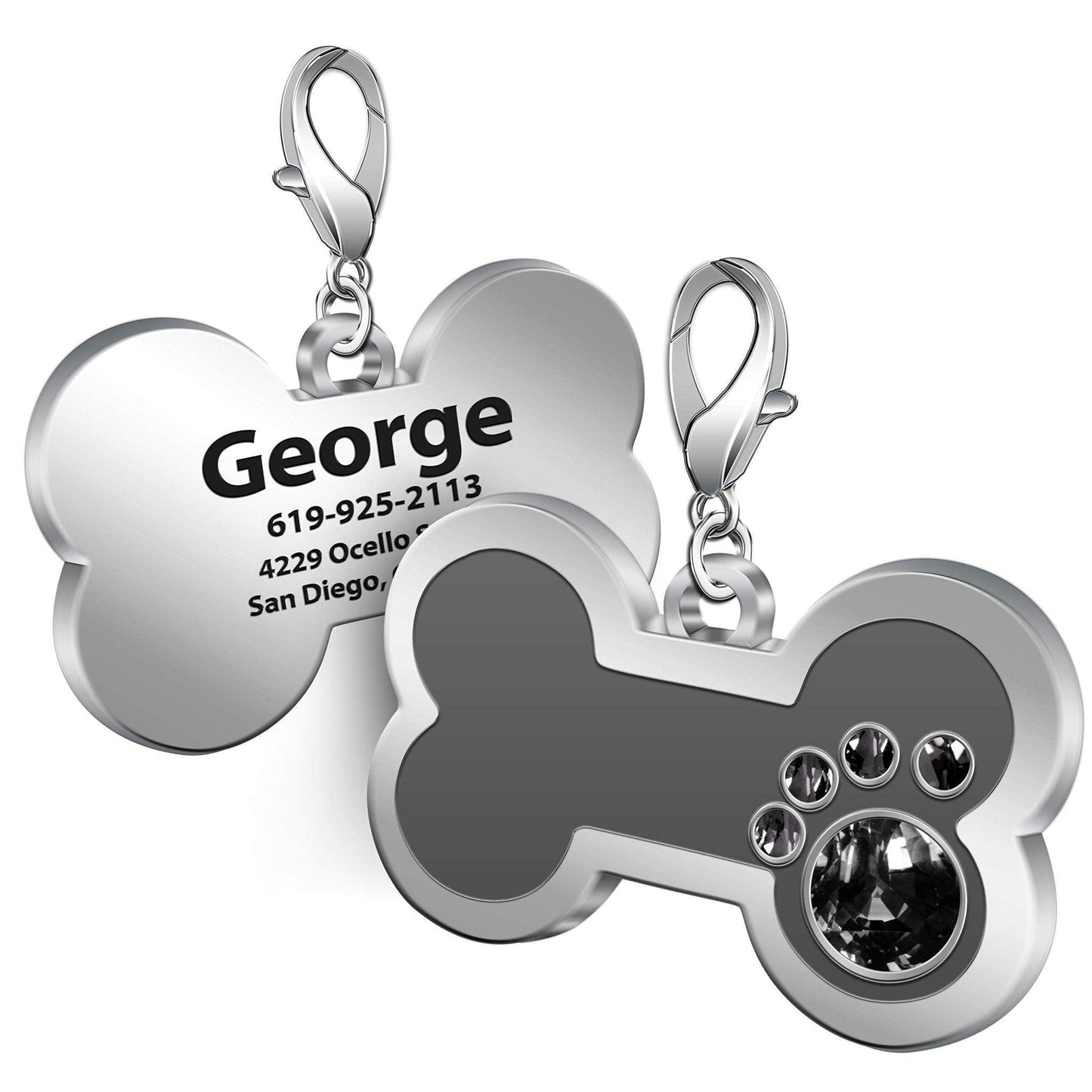 Bone and Paw Shape Personalized Engraved Pet ID Tag - iTalkPet