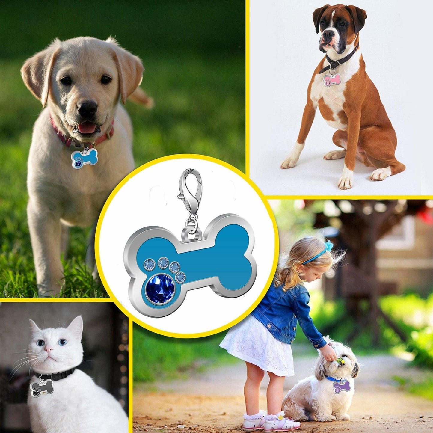 Bone and Paw Shape Personalized Engraved Pet ID Tag - iTalkPet