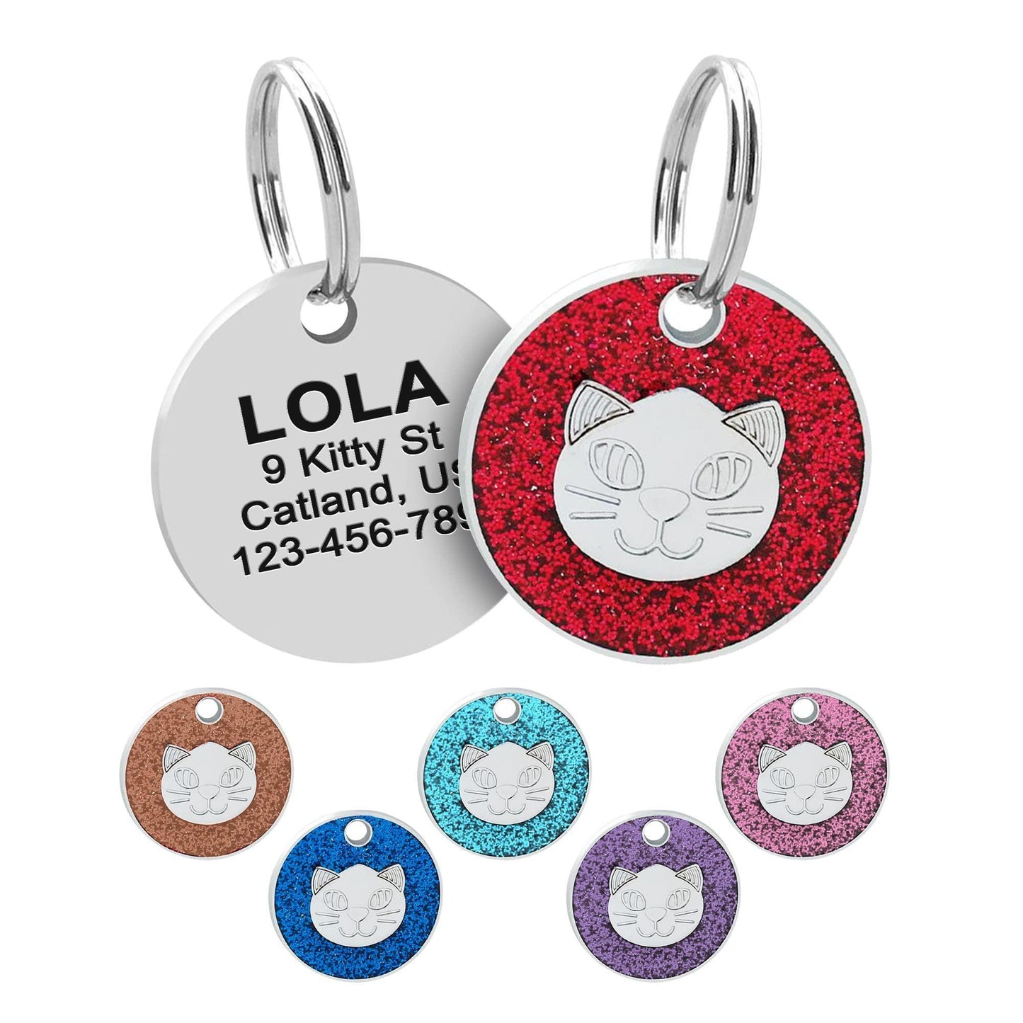 Cat Custom ID Tag Personalised Cute Face Kitten Tag - iTalkPet