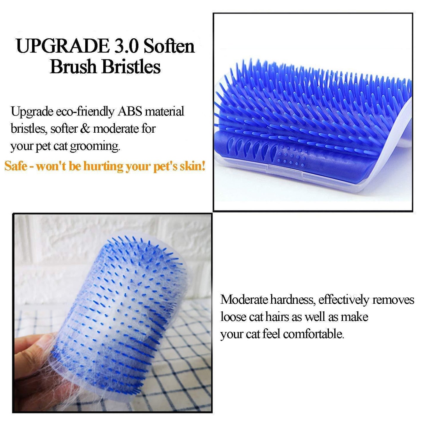 Cat Self Groomer Wall Corner Soft Grooming Brush Massage Comb - iTalkPet