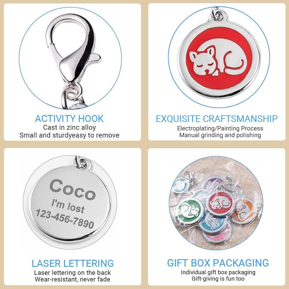 Cat Shaped Round Personalized Cat ID Tag - iTalkPet