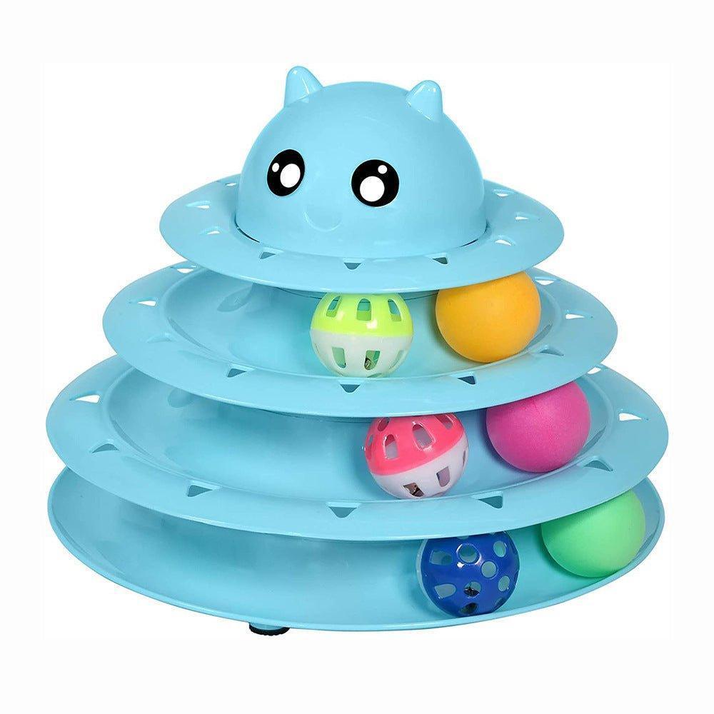 Cat Toy Roller 3-Level Turntable Cat Toys with Six Colorful Balls - iTalkPet