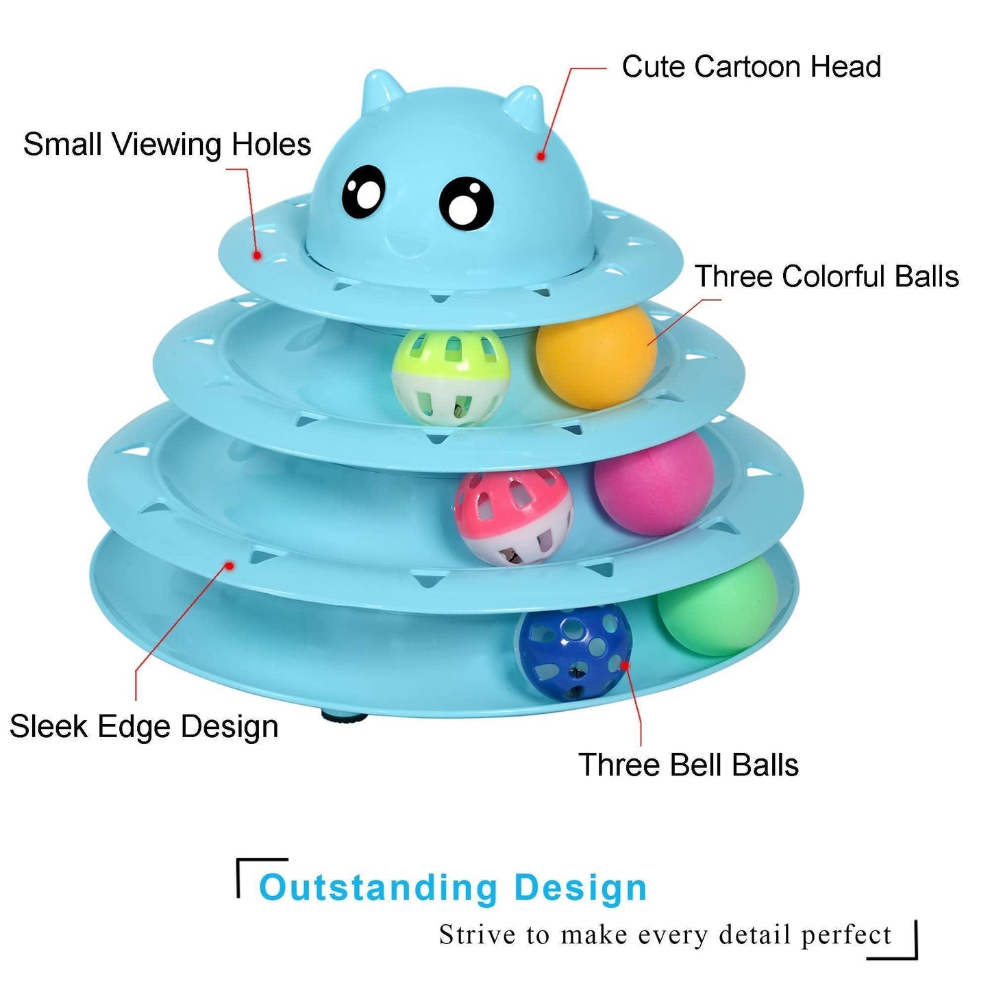 Cat Toy Roller 3-Level Turntable Cat Toys with Six Colorful Balls - iTalkPet