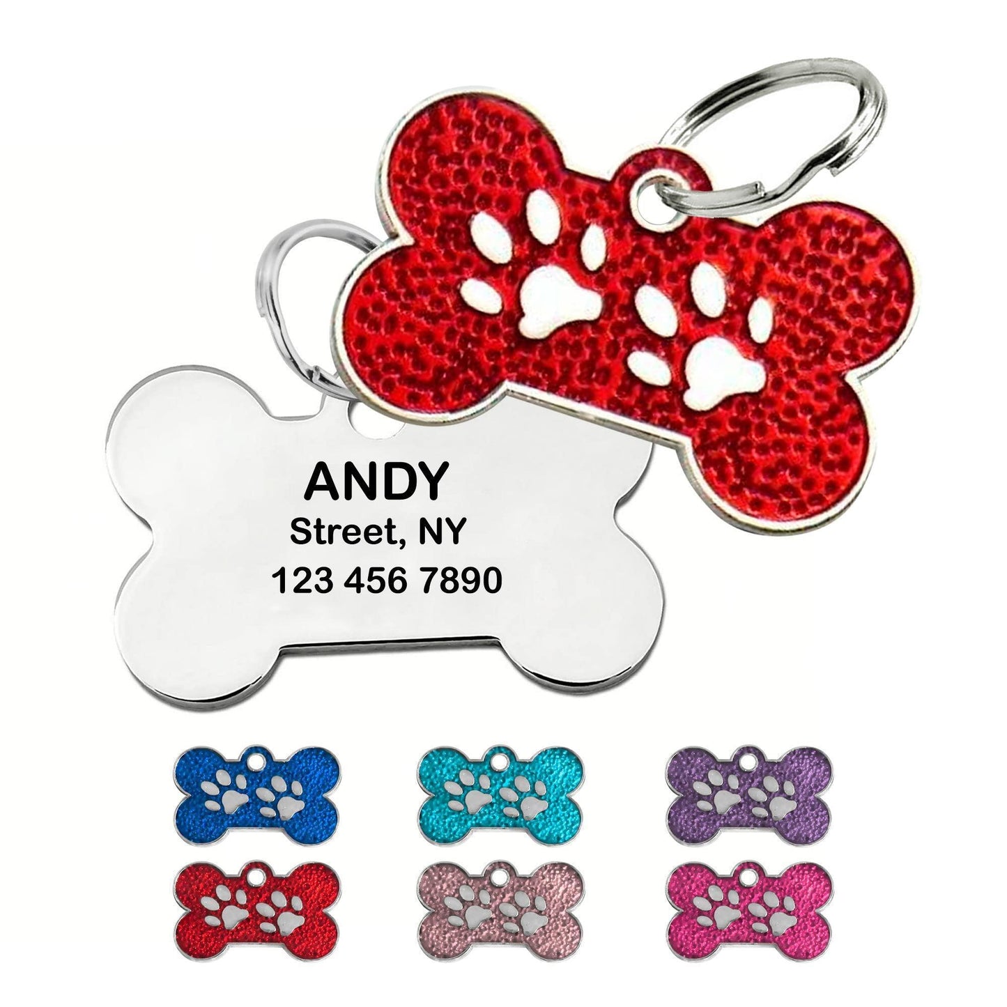 Custom Engraved Bone Paw Dog ID Tag - iTalkPet