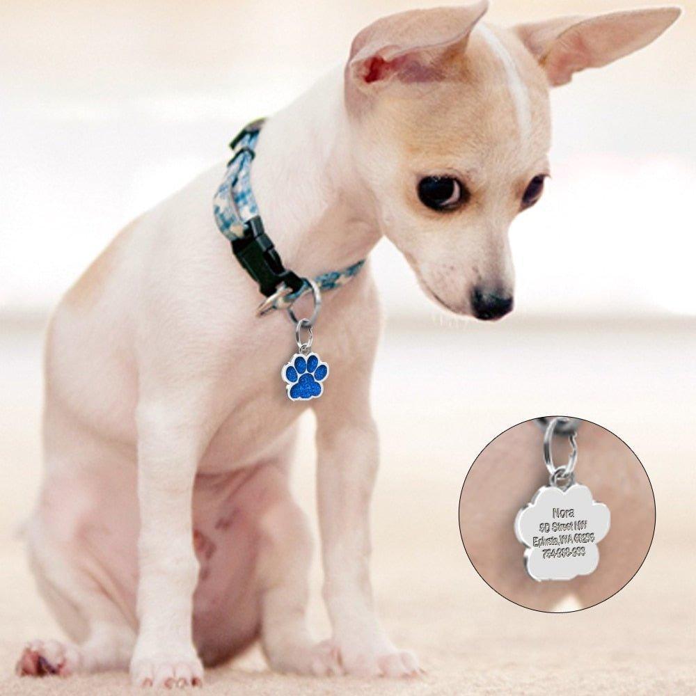 Paw Sparkly Shape Stainless Steel Dog ID Tag - iTalkPet