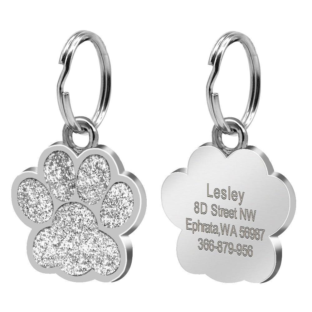 Paw Sparkly Shape Stainless Steel Dog ID Tag - iTalkPet
