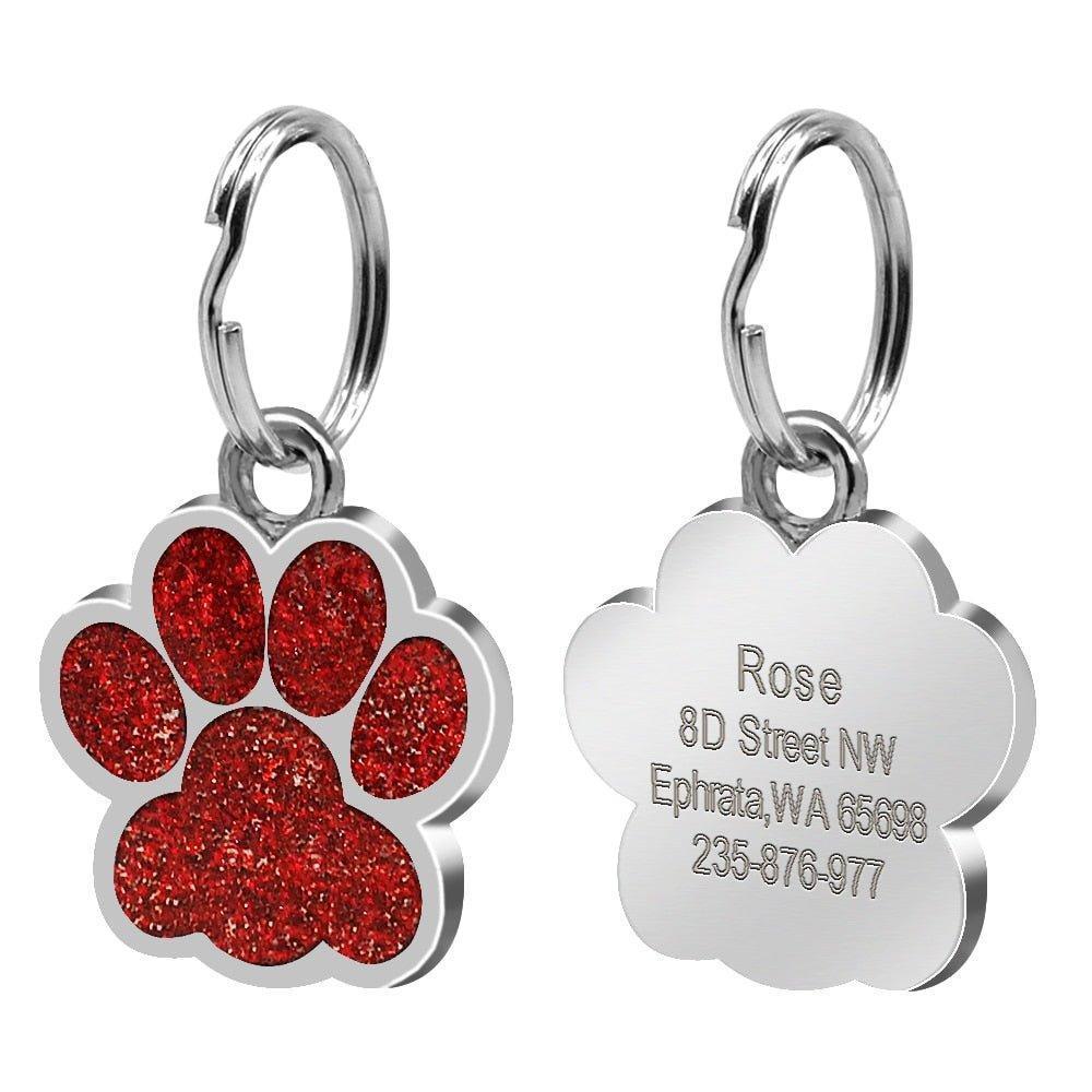 Paw Sparkly Shape Stainless Steel Dog ID Tag - iTalkPet