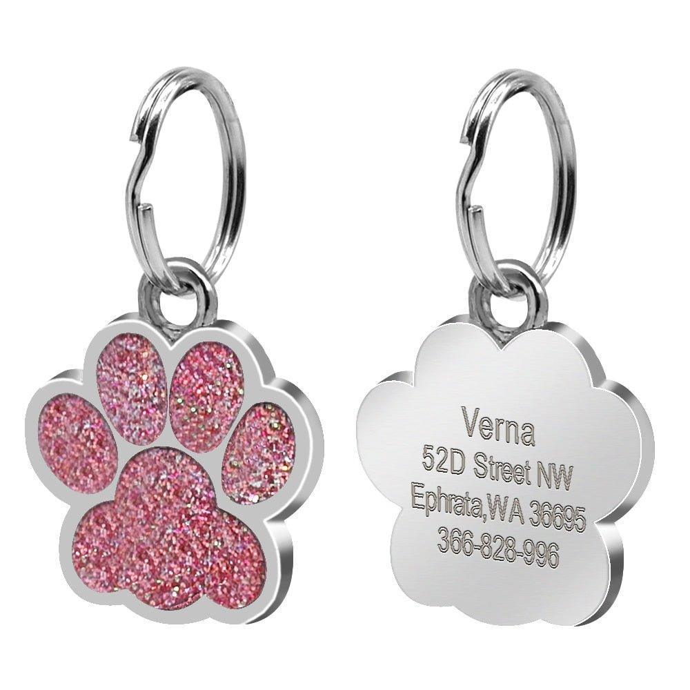 Paw Sparkly Shape Stainless Steel Dog ID Tag - iTalkPet