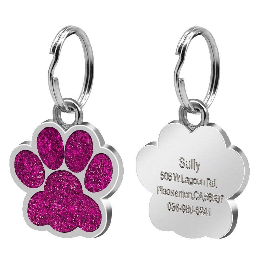 Paw Sparkly Shape Stainless Steel Dog ID Tag - iTalkPet