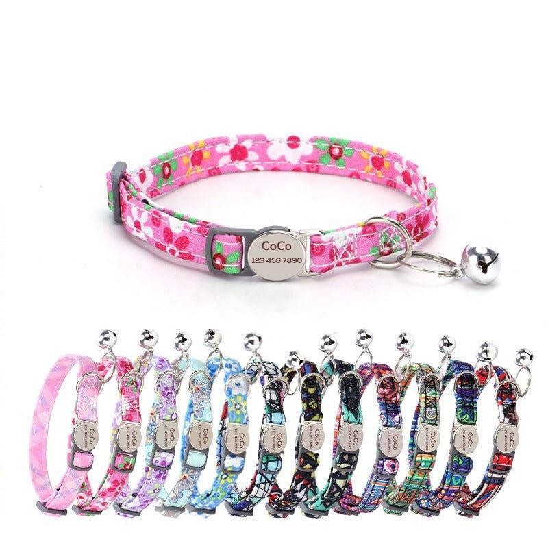 Personalized Cat Collar with Bell, Quick Release Adjustable Colorful Custom Collar - iTalkPet