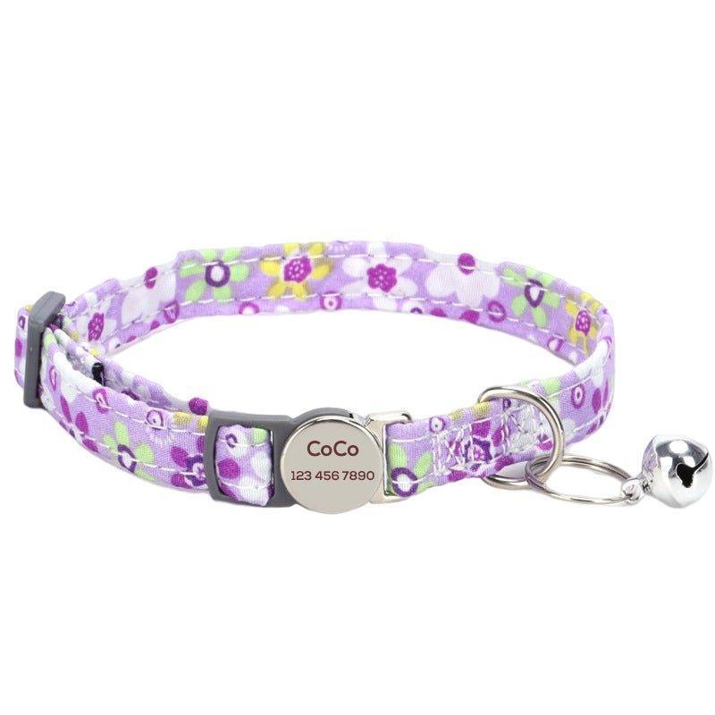 Personalized Cat Collar with Bell, Quick Release Adjustable Colorful Custom Collar - iTalkPet
