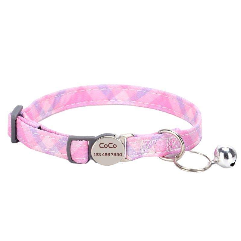 Personalized Cat Collar with Bell, Quick Release Adjustable Colorful Custom Collar - iTalkPet