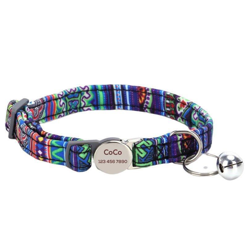 Personalized Cat Collar with Bell, Quick Release Adjustable Colorful Custom Collar - iTalkPet