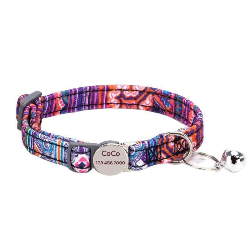 Personalized Cat Collar with Bell, Quick Release Adjustable Colorful Custom Collar - iTalkPet