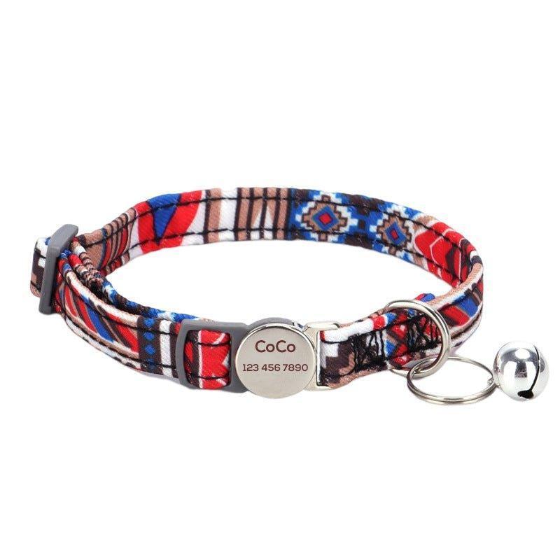 Personalized Cat Collar with Bell, Quick Release Adjustable Colorful Custom Collar - iTalkPet