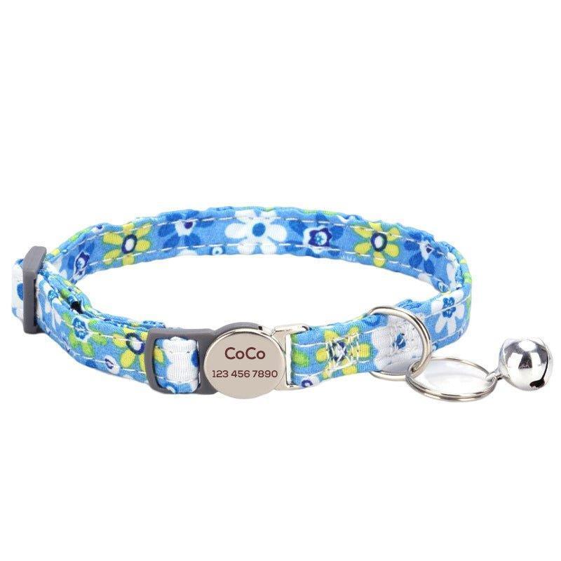 Personalized Cat Collar with Bell, Quick Release Adjustable Colorful Custom Collar - iTalkPet