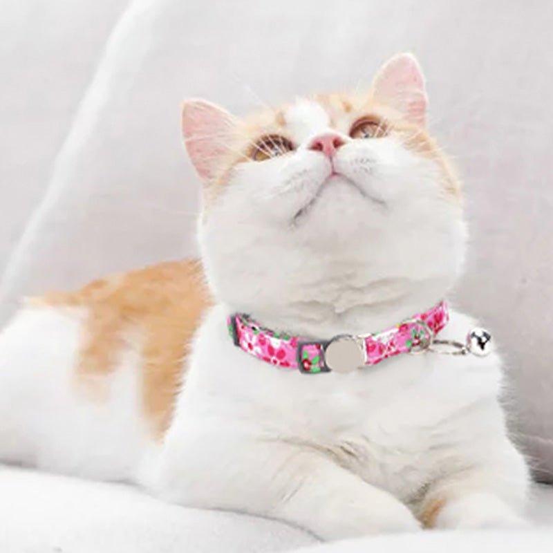 Personalized Cat Collar with Bell, Quick Release Adjustable Colorful Custom Collar - iTalkPet