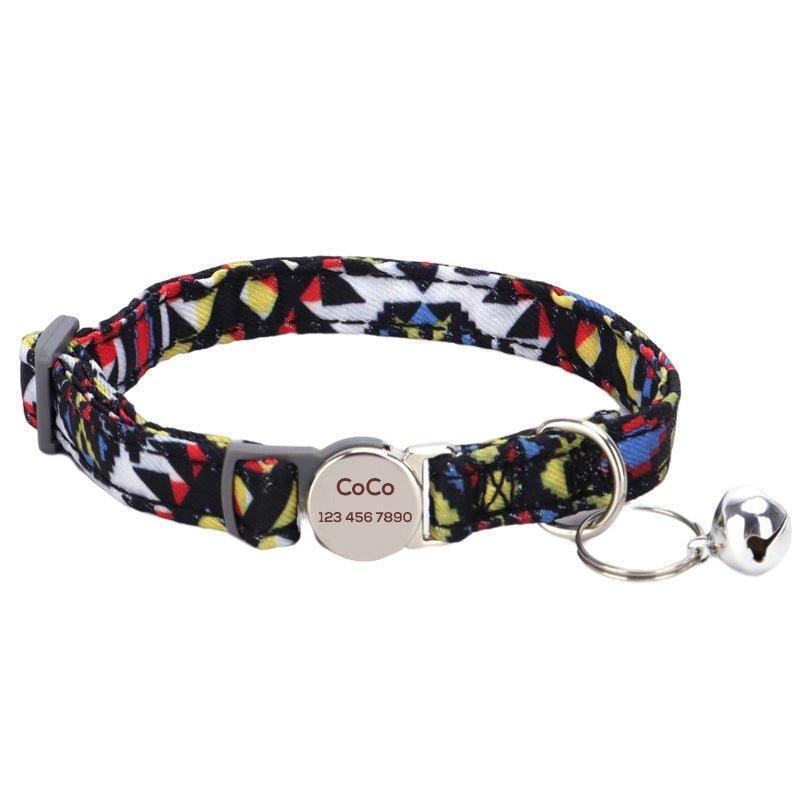 Personalized Cat Collar with Bell, Quick Release Adjustable Colorful Custom Collar - iTalkPet