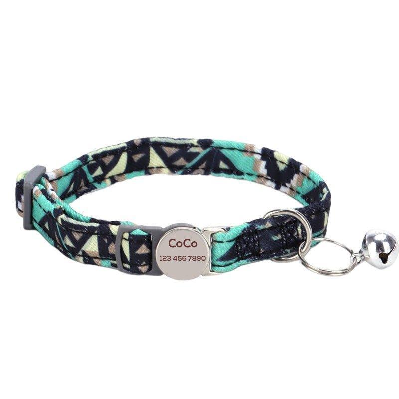 Personalized Cat Collar with Bell, Quick Release Adjustable Colorful Custom Collar - iTalkPet