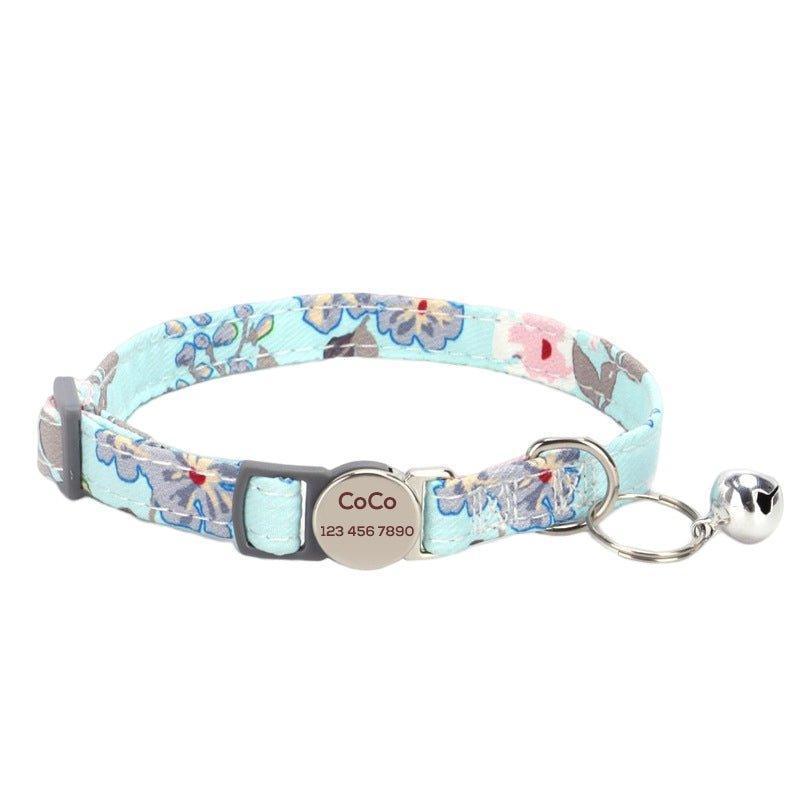 Personalized Cat Collar with Bell, Quick Release Adjustable Colorful Custom Collar - iTalkPet