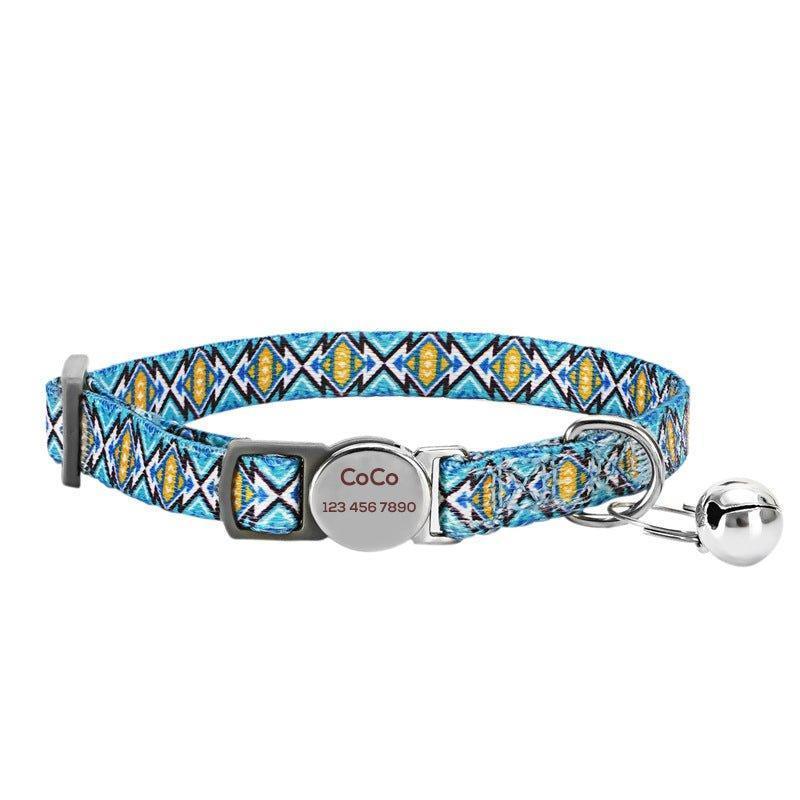 Personalized Cat Collar with Bell, Quick Release Adjustable Colorful Custom Collar - iTalkPet