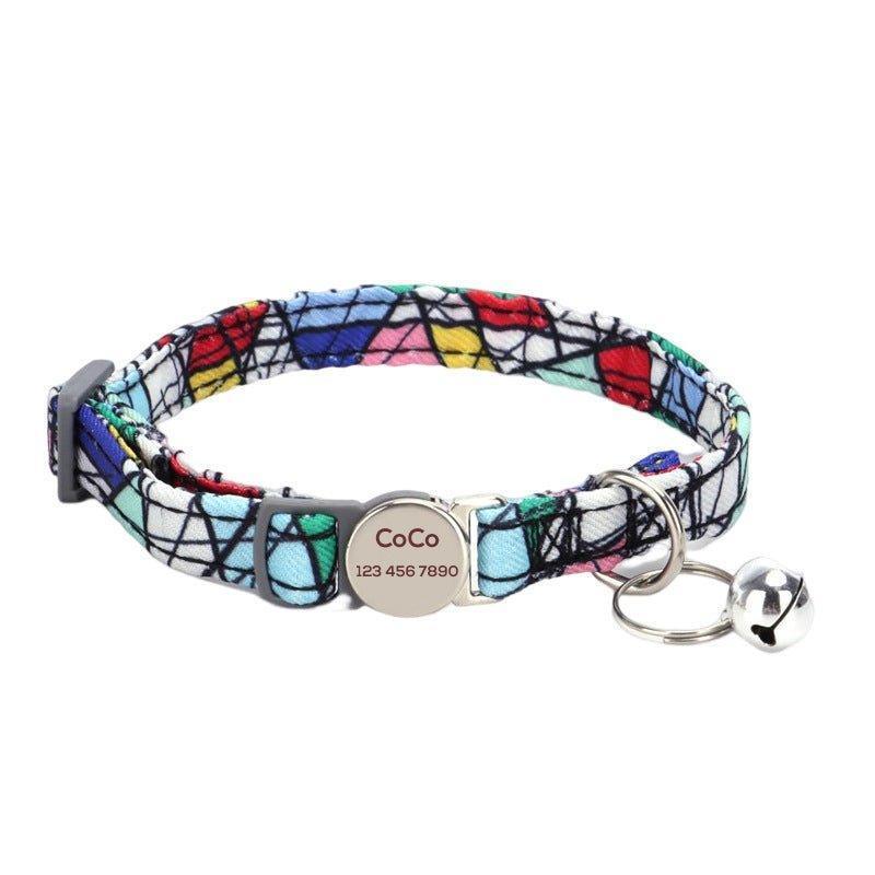 Personalized Cat Collar with Bell, Quick Release Adjustable Colorful Custom Collar - iTalkPet