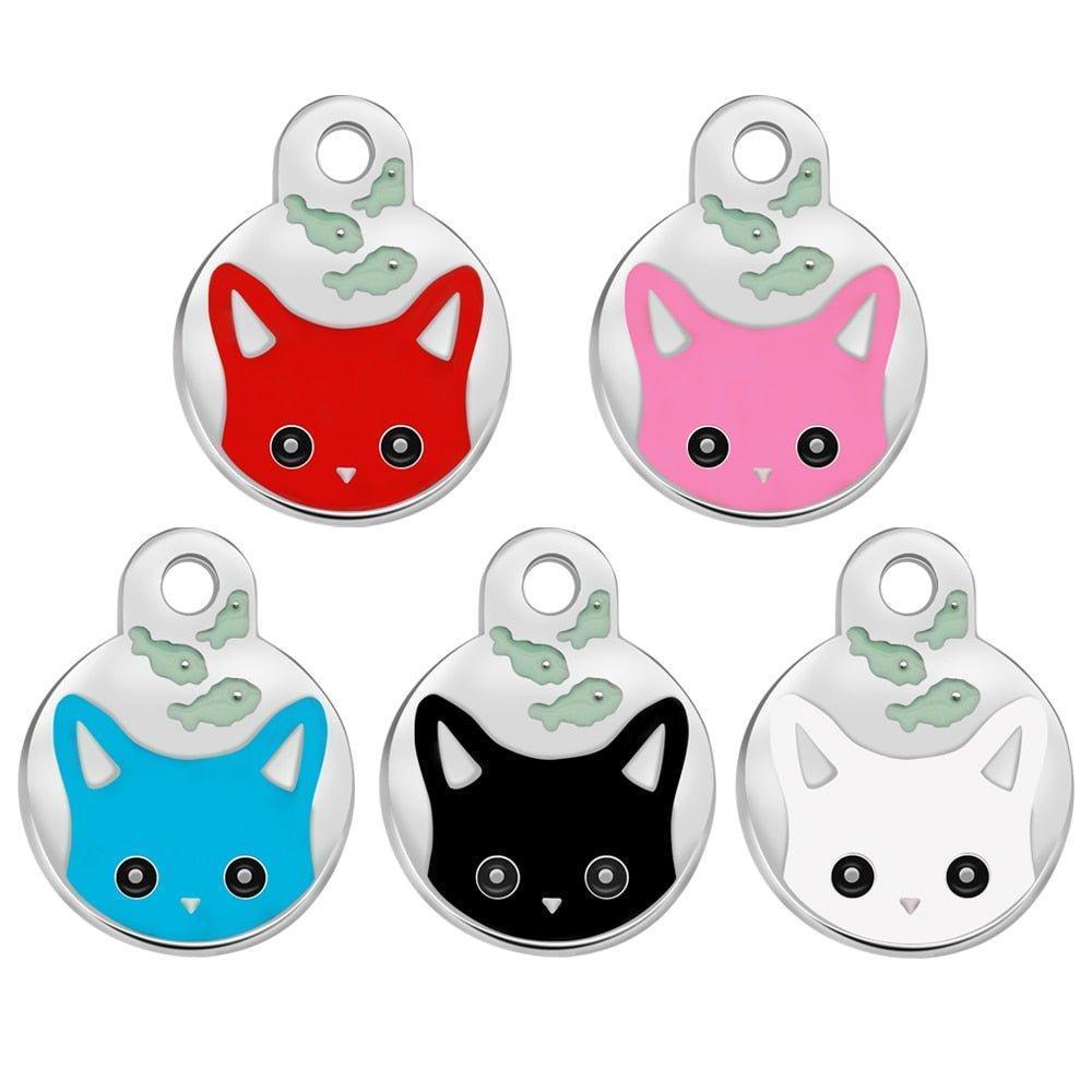 Personalized Round Tag Stainless Steel Custom Cat Engraved Name Tag - iTalkPet