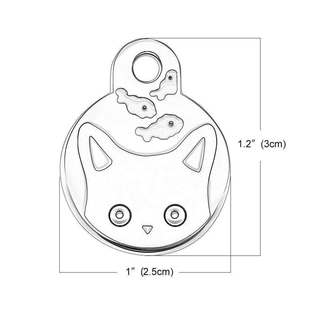 Personalized Round Tag Stainless Steel Custom Cat Engraved Name Tag - iTalkPet