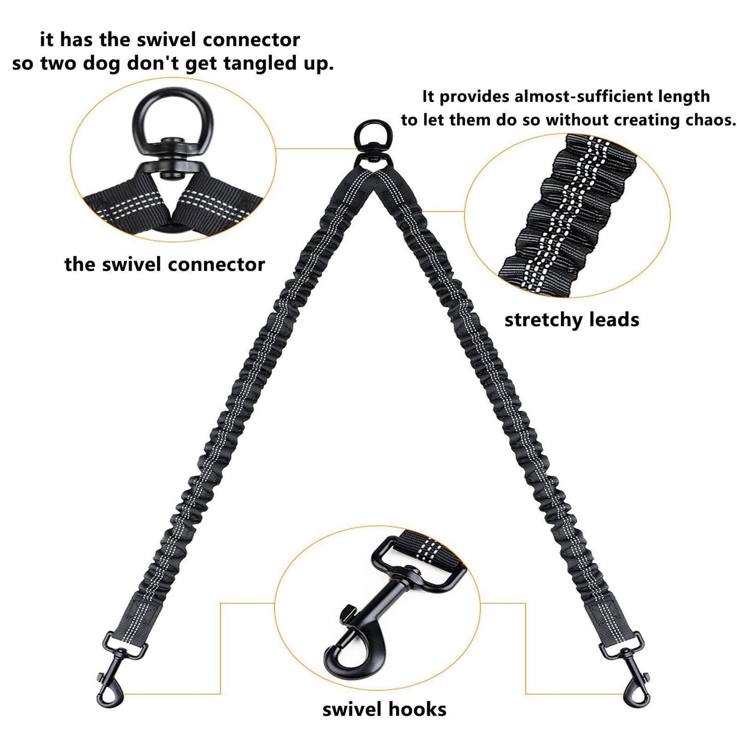 Pet Dog Double Leashes - No Tangle Dog Leash Coupler - iTalkPet
