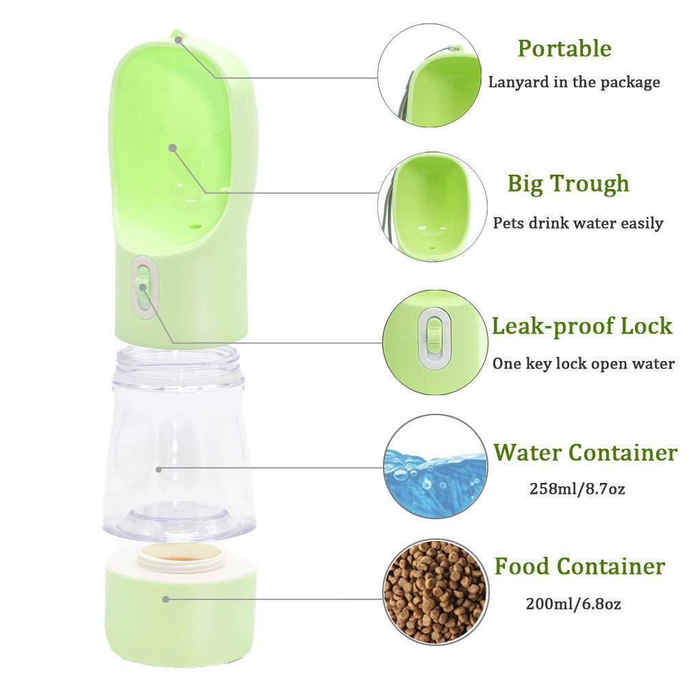 Portable Dog Water Bottle for Walking - Dog Travel Water Dispenser with Food Container - iTalkPet