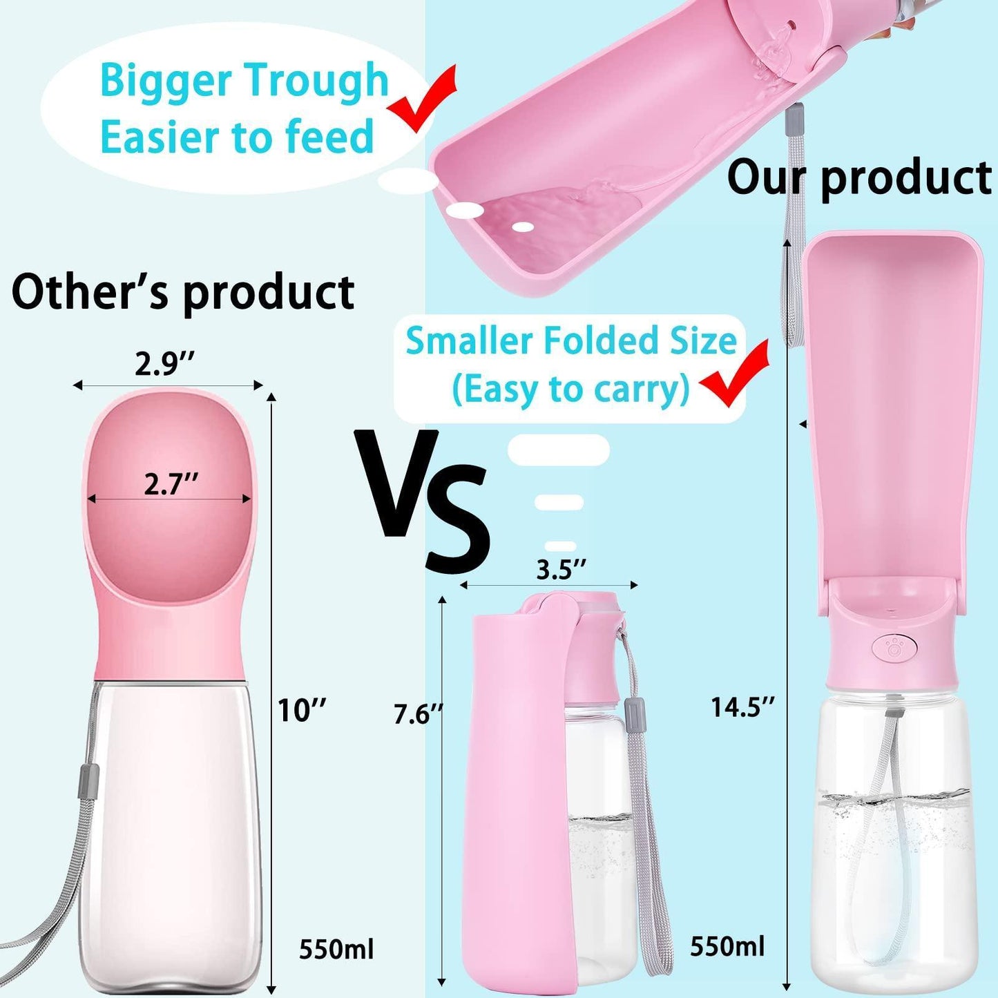 19OZ Portable Dog Water Bottle for Walking - iTalkPet