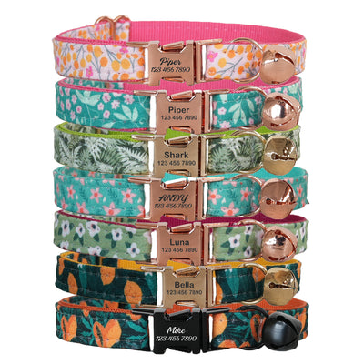 Personalized Green Cat Collar with Bowtie Free Engraved